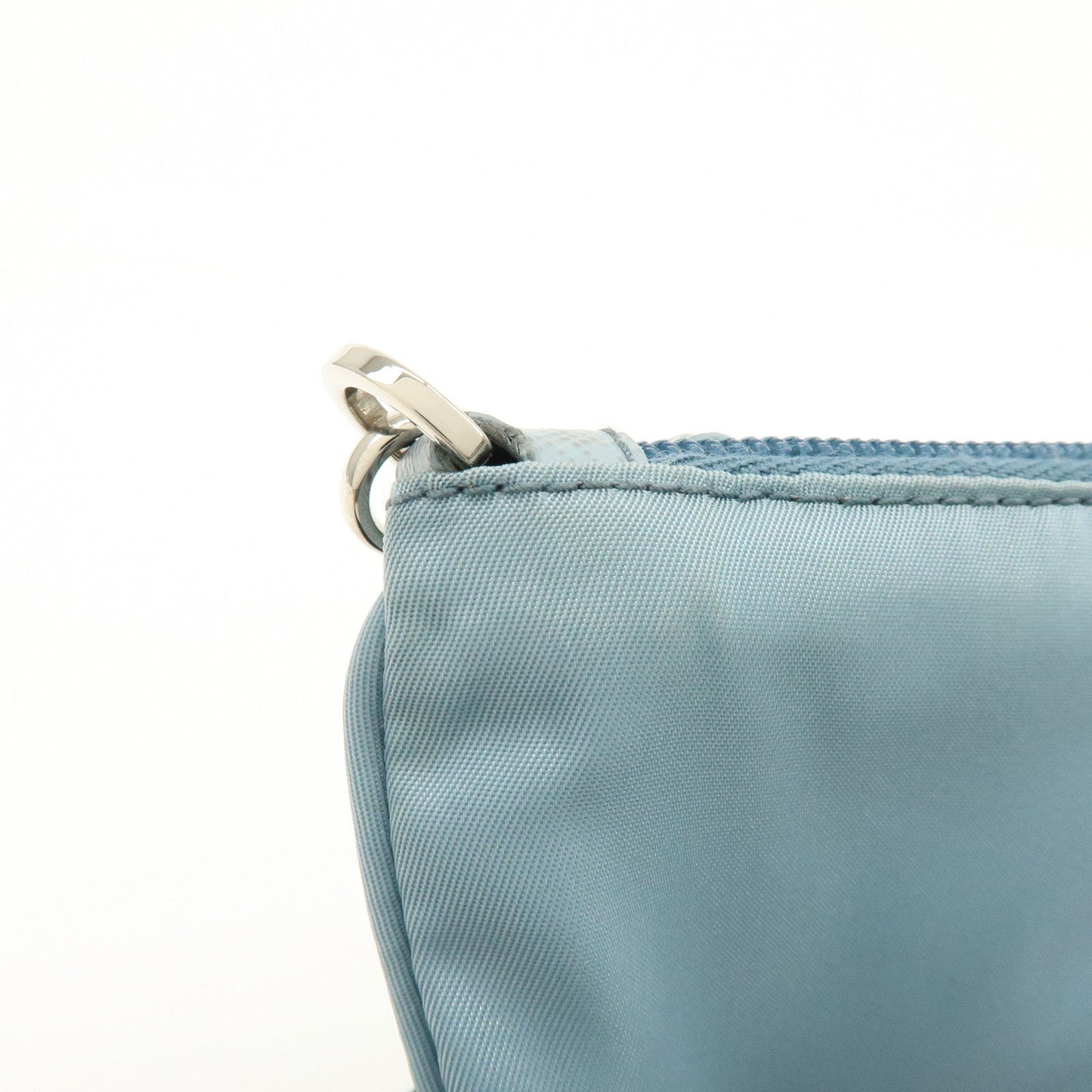 Prada Triangle Logo TESSUTO IMPUNTU Nylon Pouch Light Blue 1NH545【Pre-order】