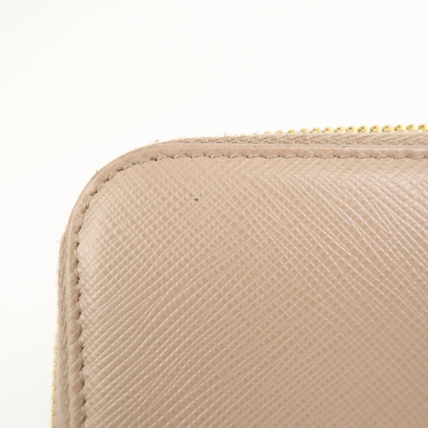 Prada Logo Saffiano Leather Round Zippy Long Wallet Beige 1ML506【Pre-order】