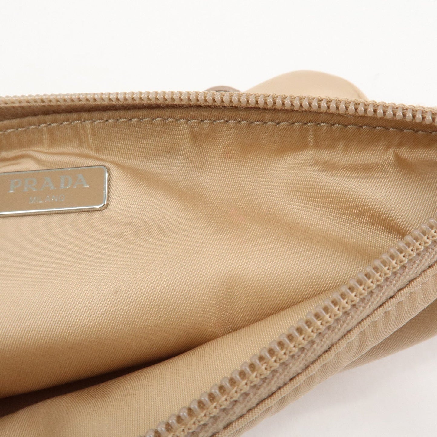 Prada Triangle Logo TESSUTO Hand Bag Pouch Beige 1NH545【Pre-order】