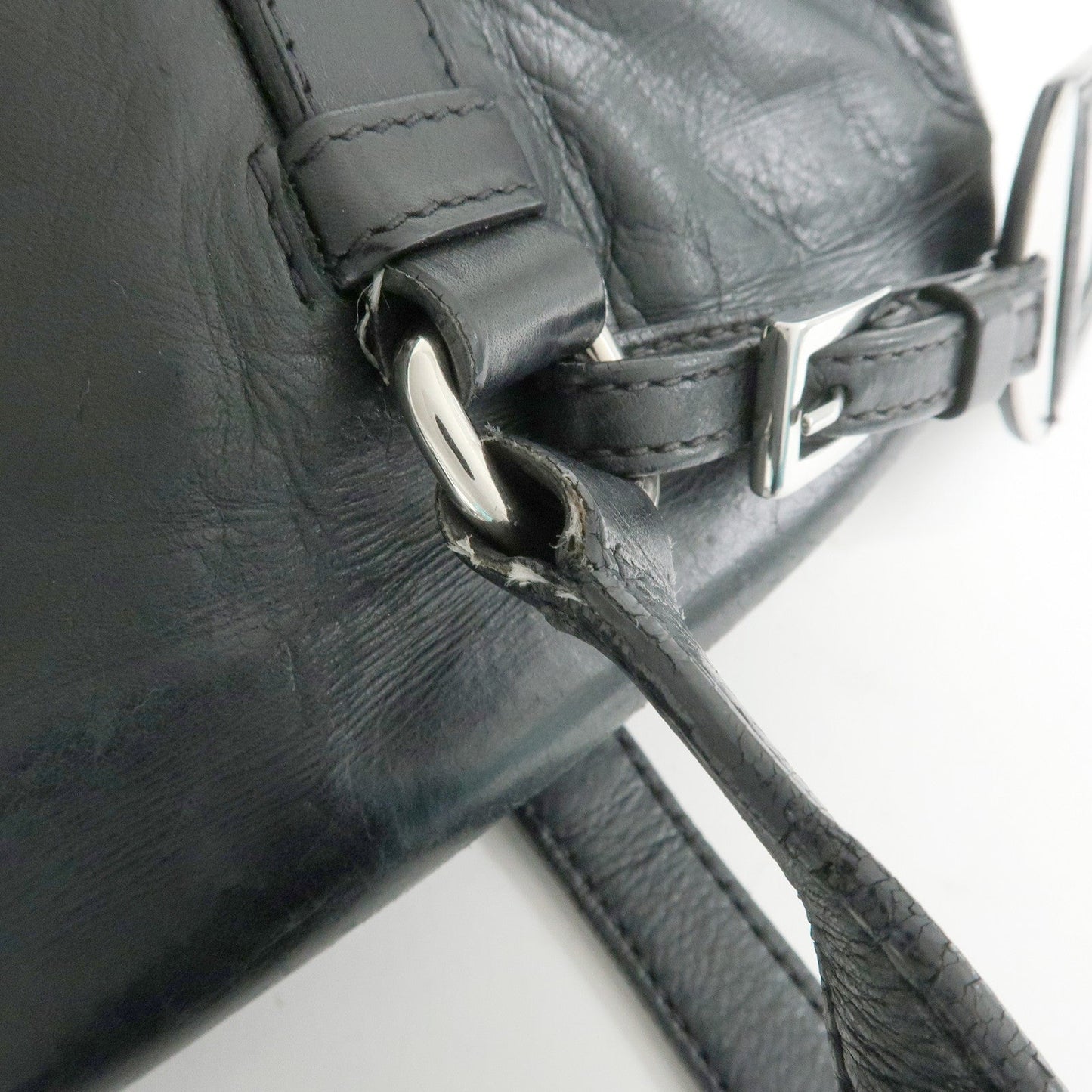 Prada Logo Leather Shoulder Bag Tote Bag Black Silver【Pre-order】