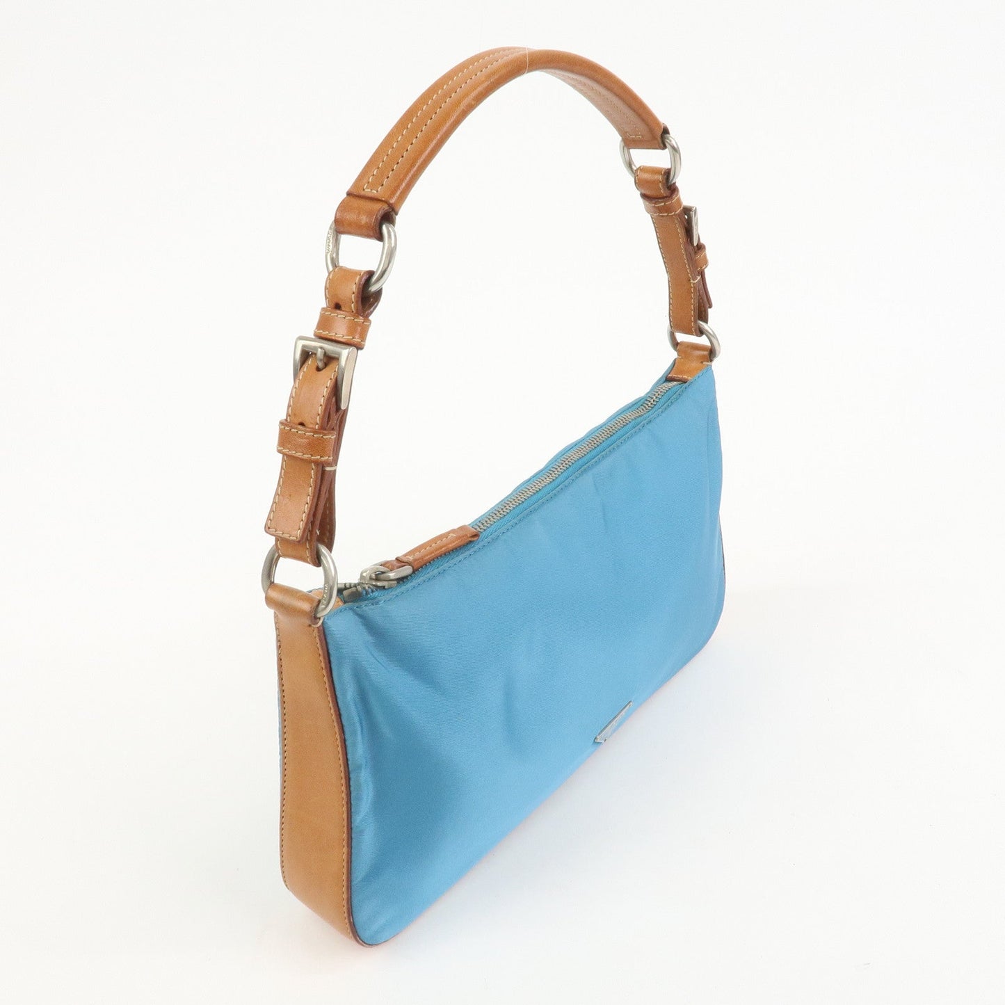 Prada Triangle Logo Nylon Leather Shoulder Bag Blue Brown BR2205【Pre-order】