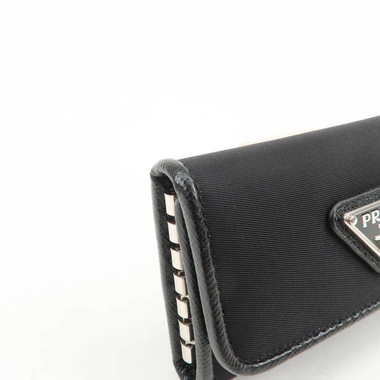 Prada Triangle Logo 6 Rings Key Case Key Holder Black 1PG222【Pre-order】