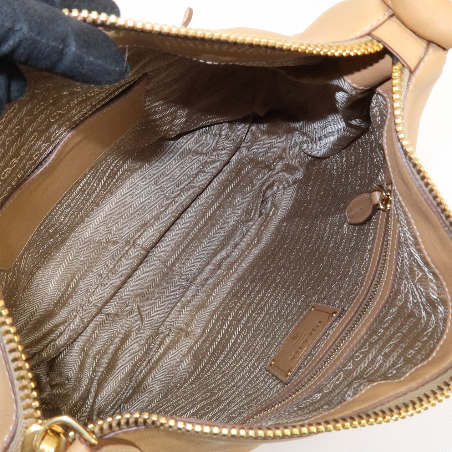 Prada Triangle Logo Leather Shoulder Bag Hand Bag Camel【Pre-order】
