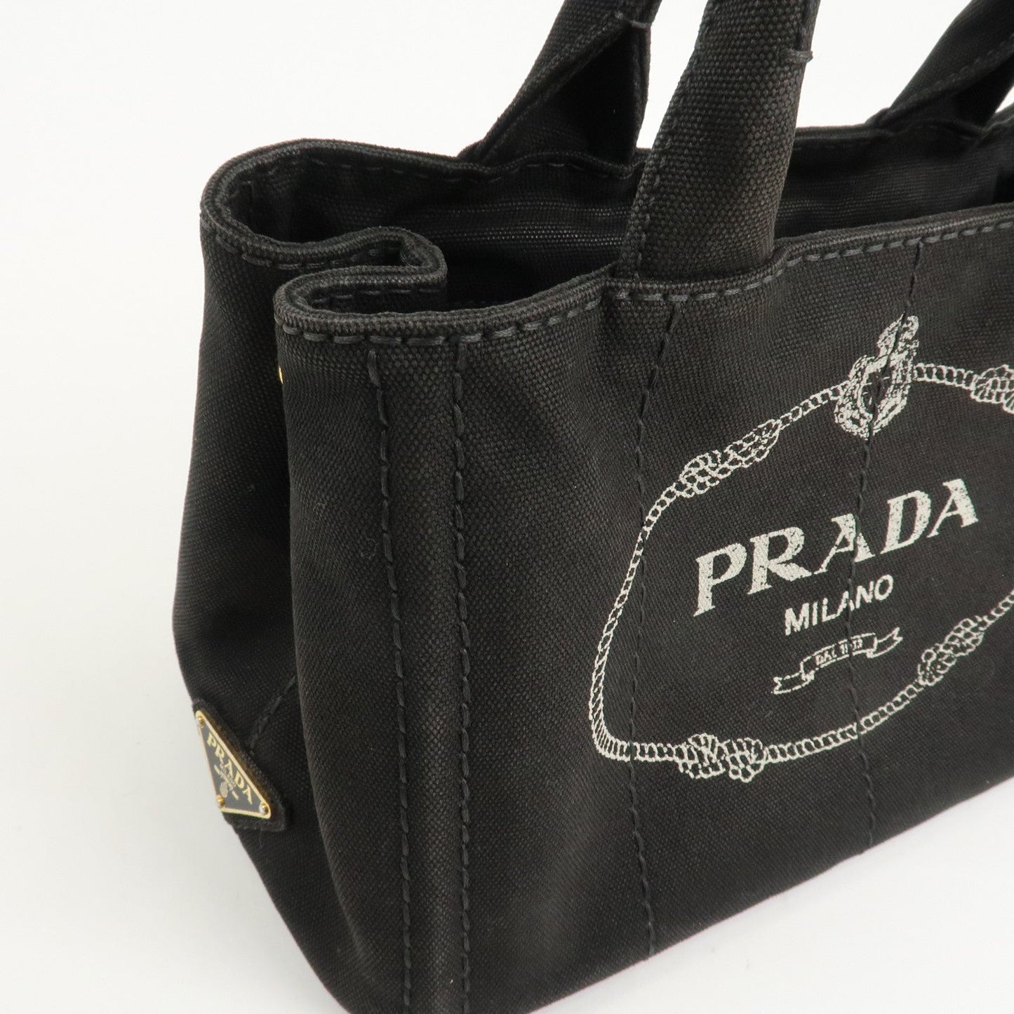 Prada Canapa Mini Canvas 2Way Hand Bag Tote Bag Black 1BG439 Used【Pre-order】