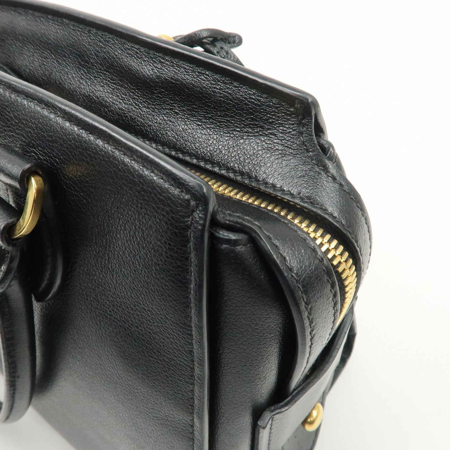 Prada Leather 2Way Bag Hand Bag Black Gold Hardware Used【Pre-order】