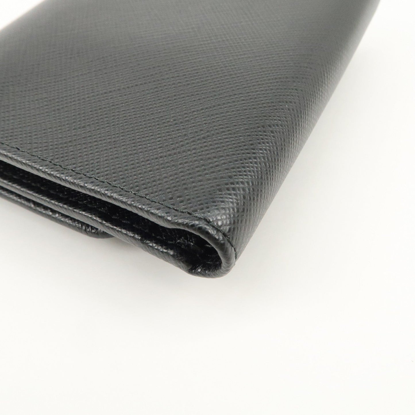 Prada Leather Ribbon Tri-fold Wallet Black 1MH840 Used【Pre-order】