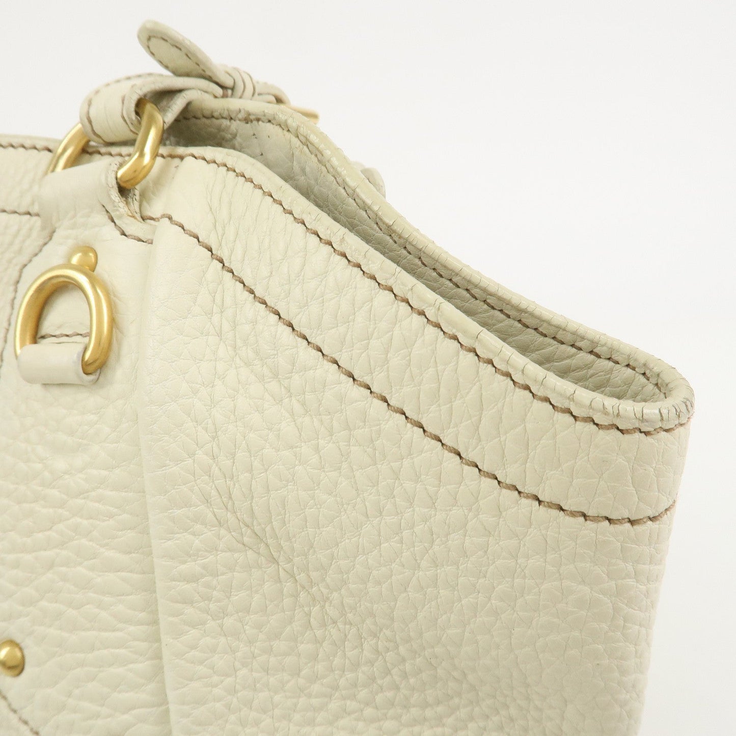 Prada Logo Calf Leather Tote Bag Shoulder Bag Ivory BR3844【Pre-order】