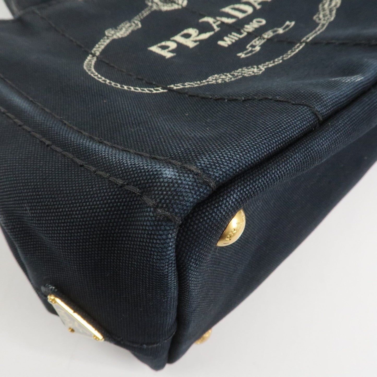 Prada Canapa Mini Triangle Logo Canvas 2Way Hand Bag Black 1BG439【Pre-order】
