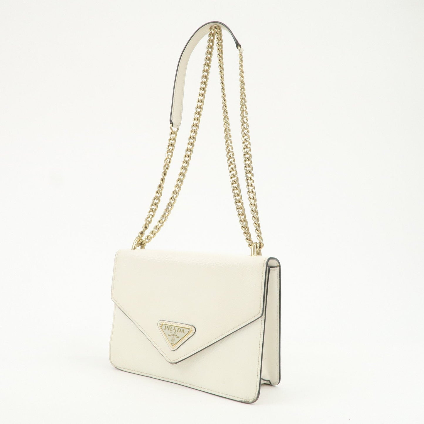 Prada Triangle Logo Saffiano Leather Chain Shoulder Bag 1BD200【Pre-order】