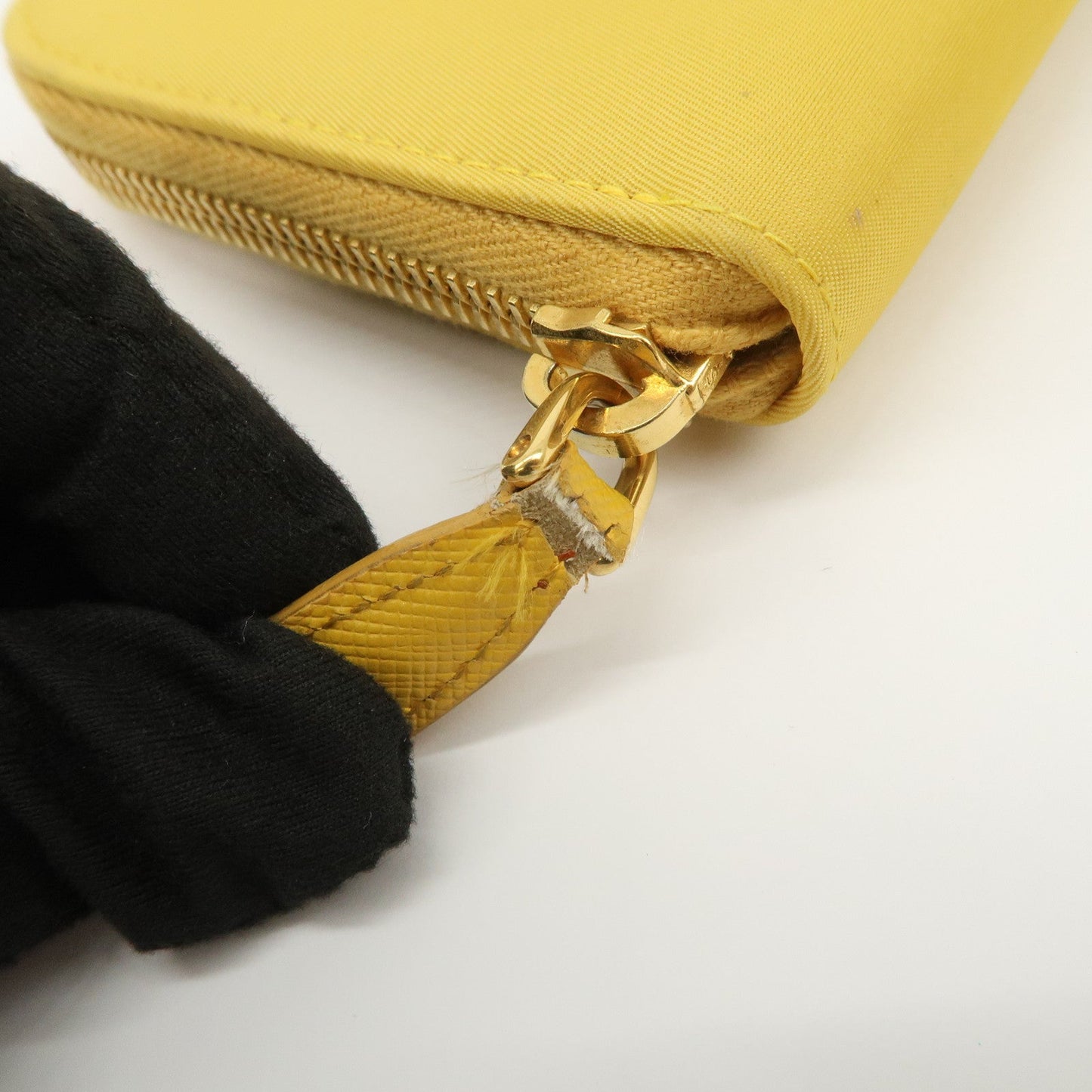 Prada Triangle Logo Nylon Leather Round Zippy Long Wallet Yellow【Pre-order】