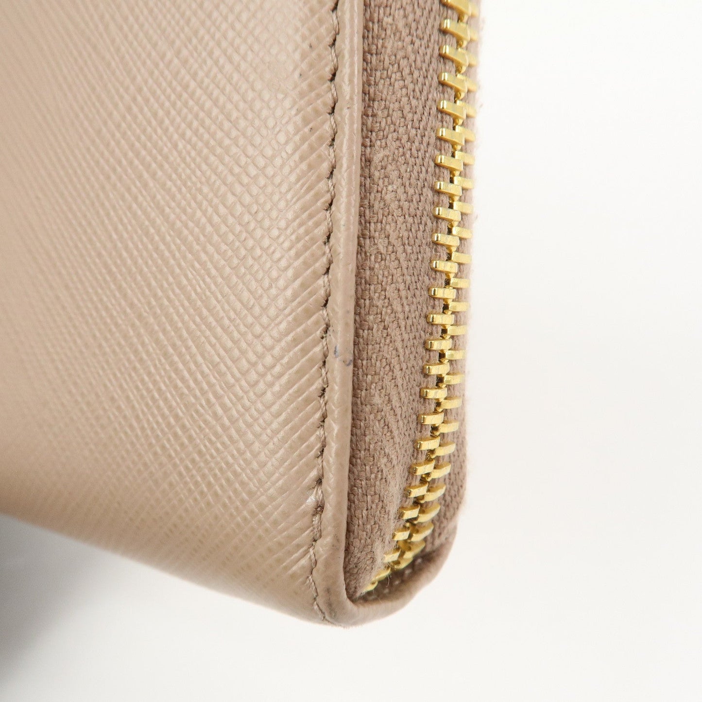 Prada Logo Saffiano Leather Round Zippy Long Wallet Beige 1ML506【Pre-order】