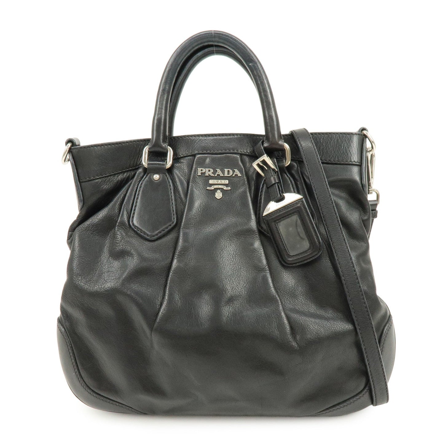 Prada Logo Leather 2Way Bag Hand Bag Shoulder Bag Black BN1226【Pre-order】