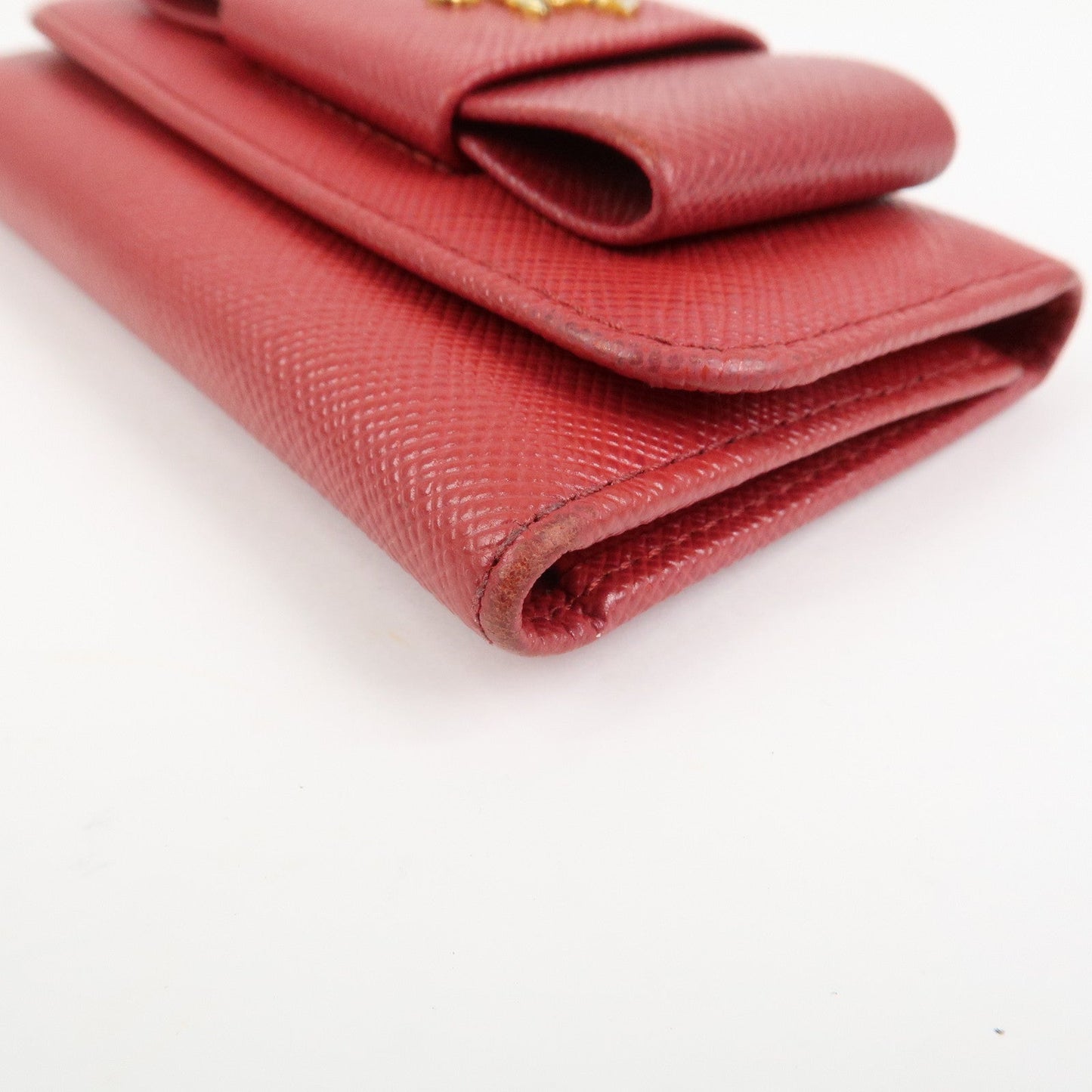 Prada Logo Saffiano Leather Ribbon 6 Rings Key Case Red 1PG222【Pre-order】