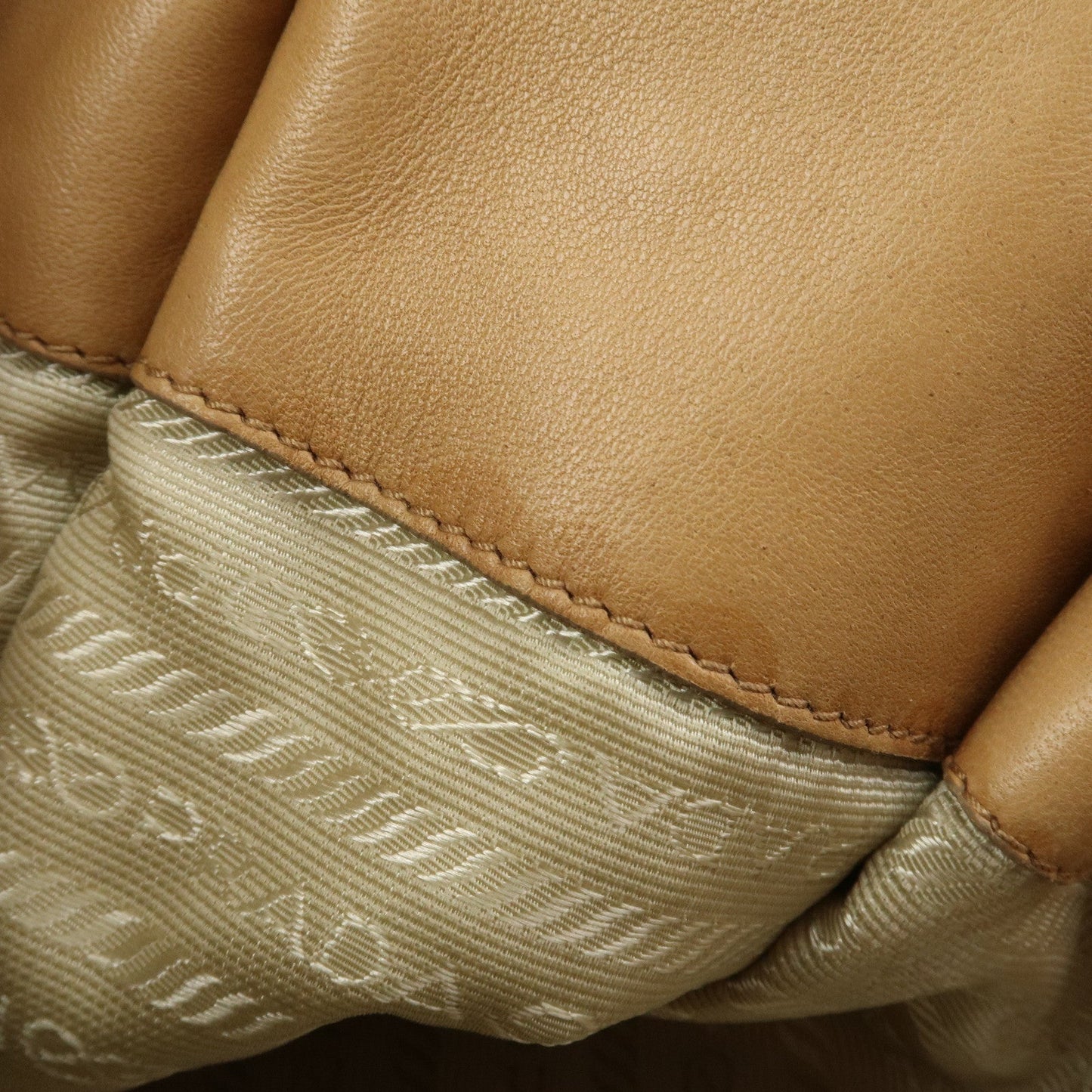 Prada Triangle Logo Lambskin Tote Bag Shoulder Bag Beige BR1566【Pre-order】