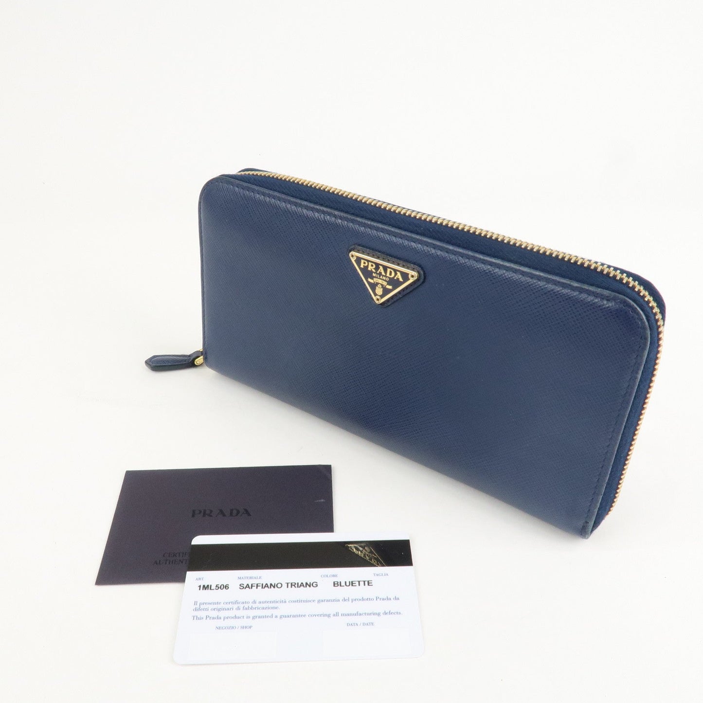Prada Triangle Logo Saffiano Leather Zippy Long Wallet Navy 1ML506【Pre-order】