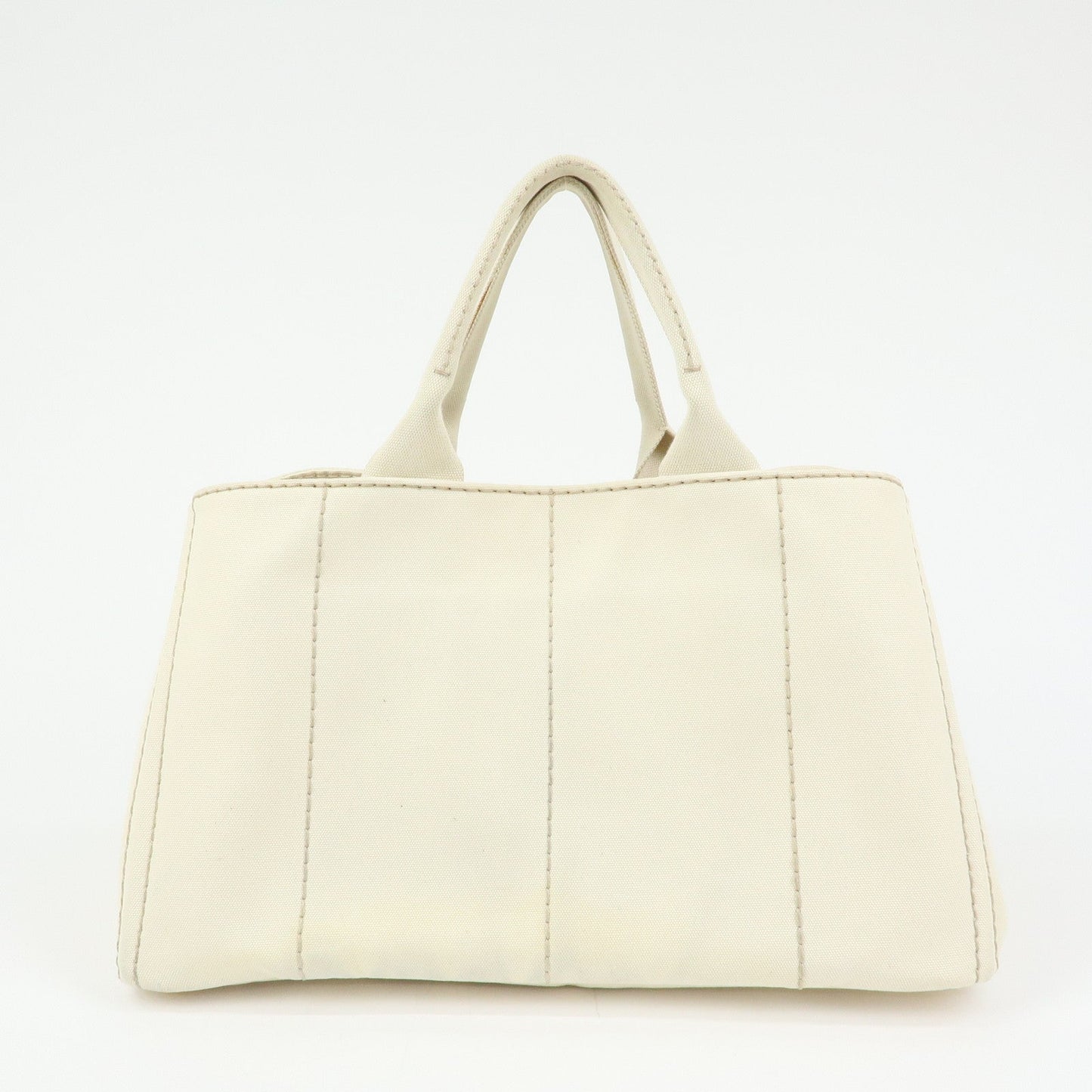 Prada Canapa Large Triangle Logo Tote Hand Bag Ivory BN1872【Pre-order】