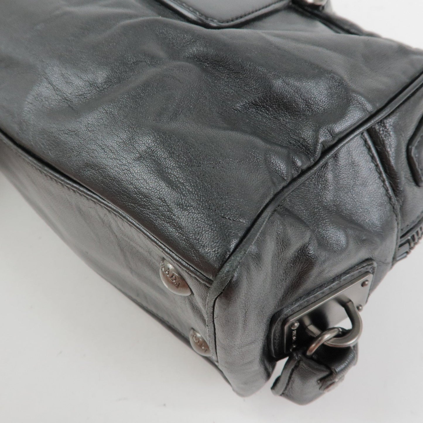 Prada Leather Boston Bag Hand Bag Black BL0758【Pre-order】