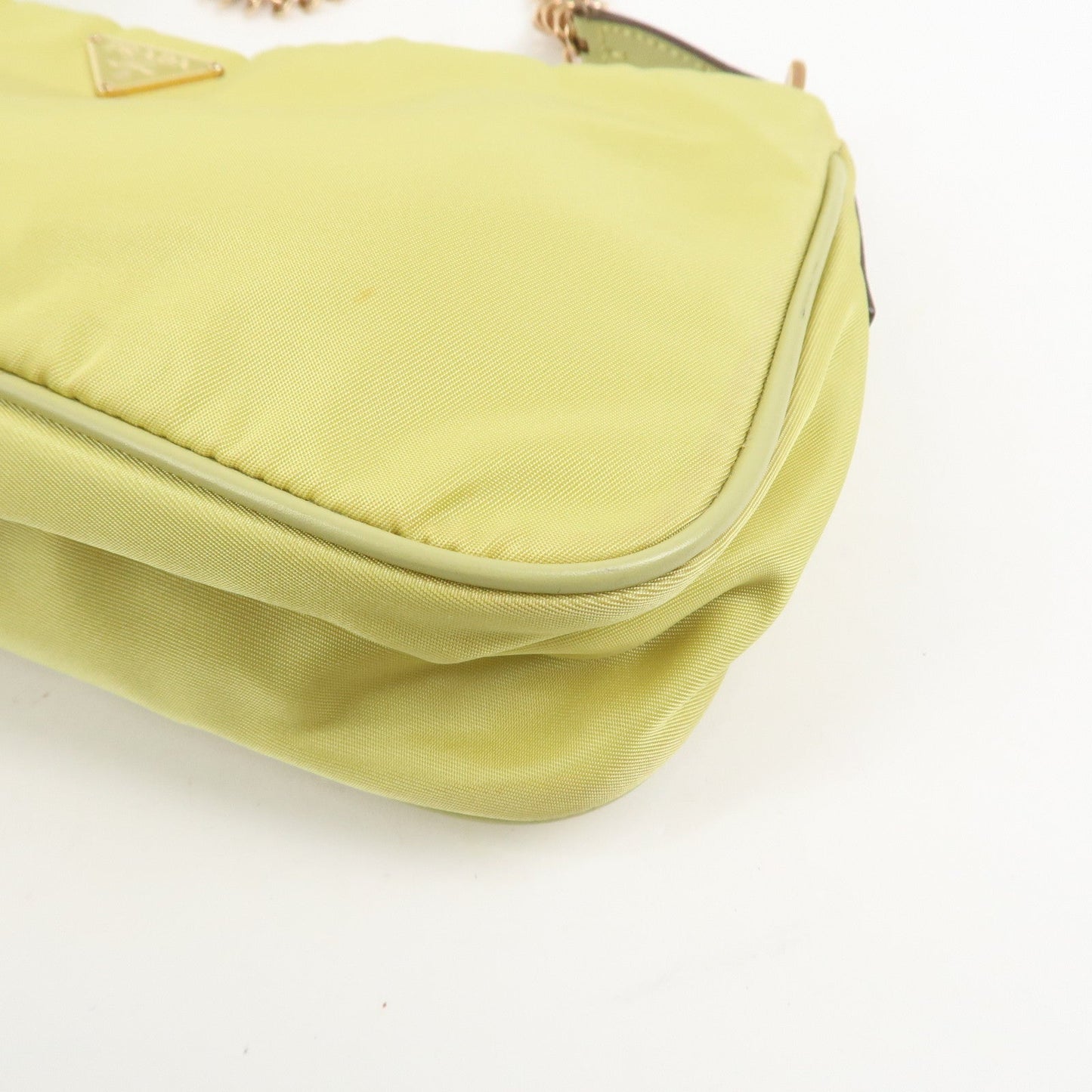 Prada Triangle Logo Nylon Leather Shoulder Bag Yellow BR0107【Pre-order】