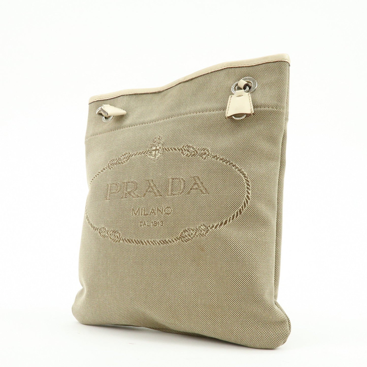 Prada Logo Jacquard Leather Shoulder Bag Crossbody Bag Beige【Pre-order】