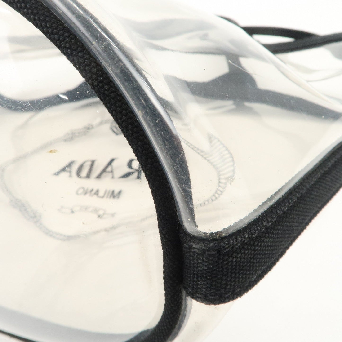 Prada Canvas Vinyl Leather 2Way Hand Bag Clear Black 1BG187【Pre-order】
