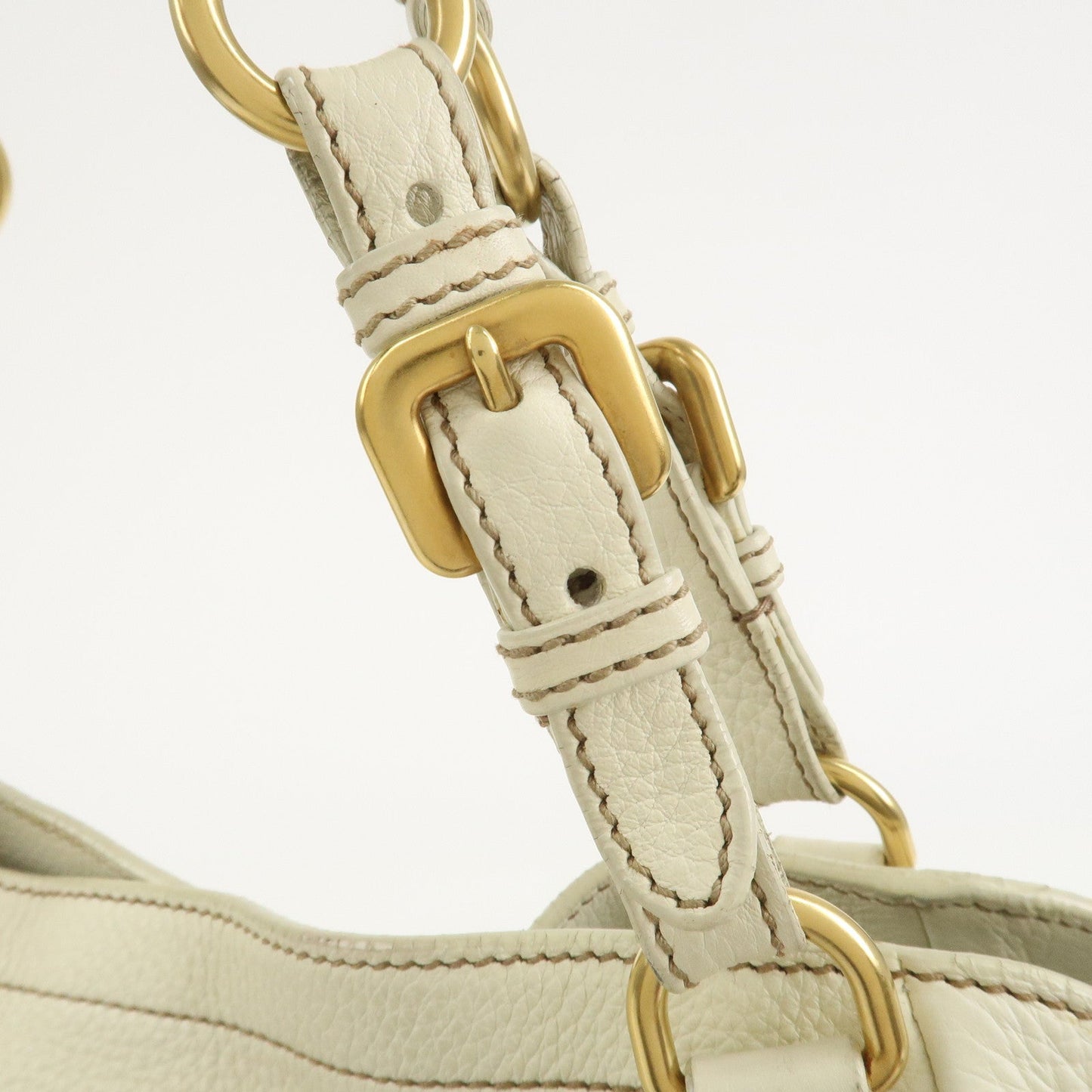 Prada Logo Calf Leather Tote Bag Shoulder Bag Ivory BR3844【Pre-order】
