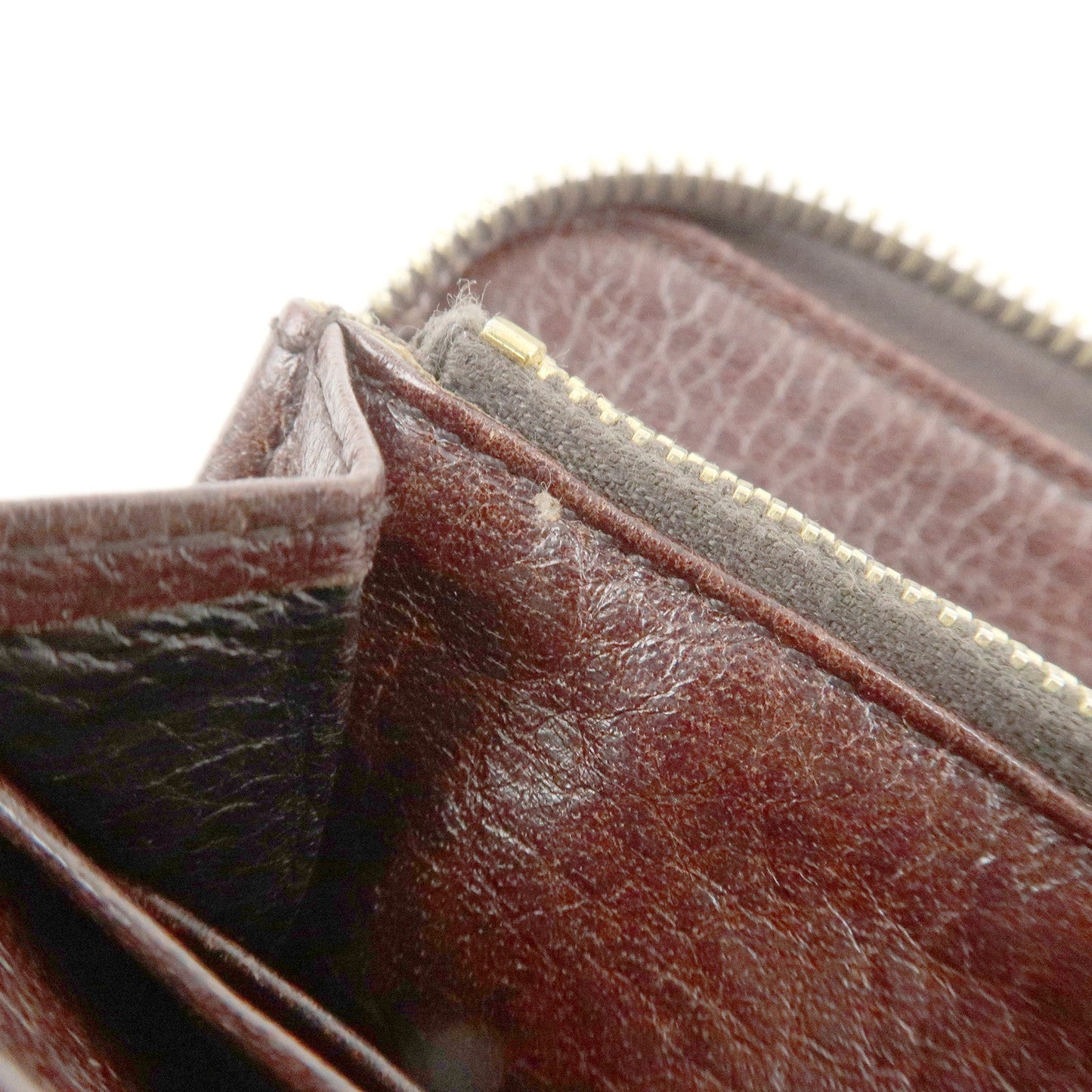 Prada Saffiano Leather Round Zippy Long Wallet Brown 1M0506 Used【Pre-order】
