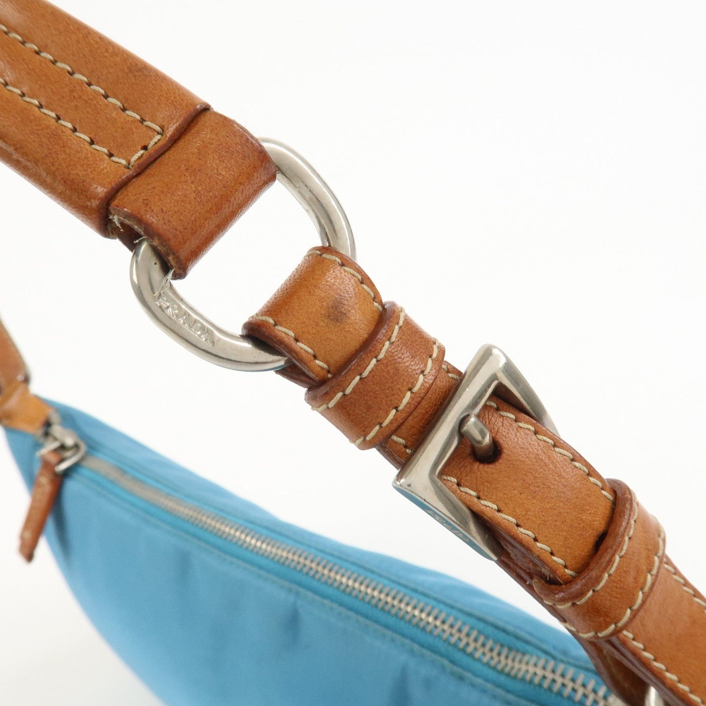 Prada Triangle Logo Nylon Leather Shoulder Bag Blue Brown BR2205【Pre-order】