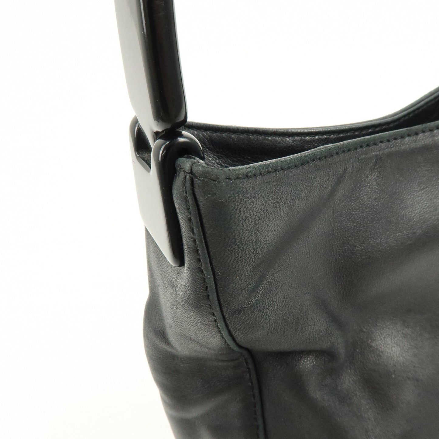 Prada Leather Plastic Hobo Shoulder Bag Hand Bag Black【Pre-order】