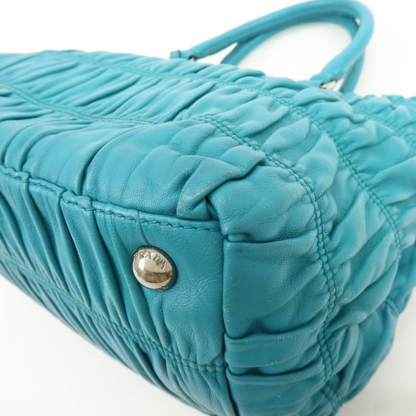 Prada Leather 2Way Bag Hand Bag Shoulder Bag Turquoise Blue【Pre-order】