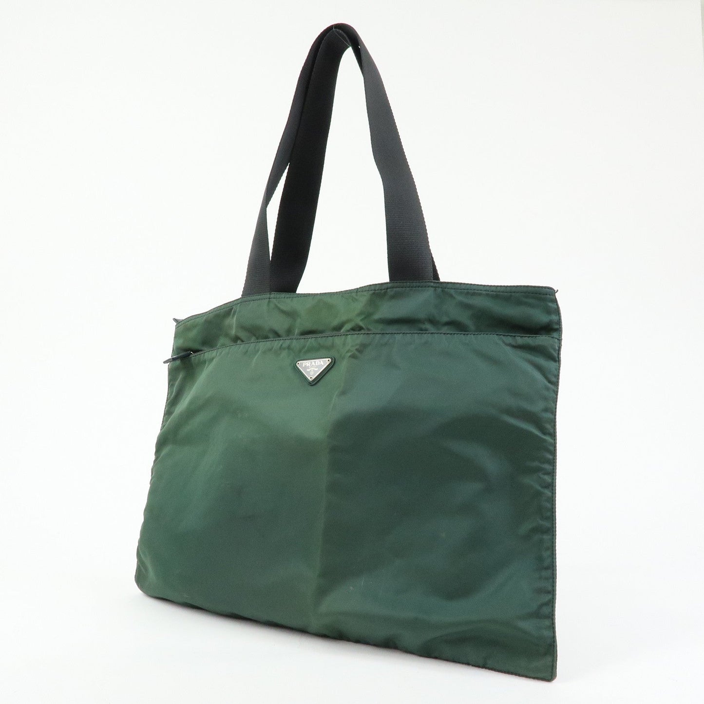 Prada Triangle Logo Nylon Leather Tote Bag Hand Bag Moss Green【Pre-order】