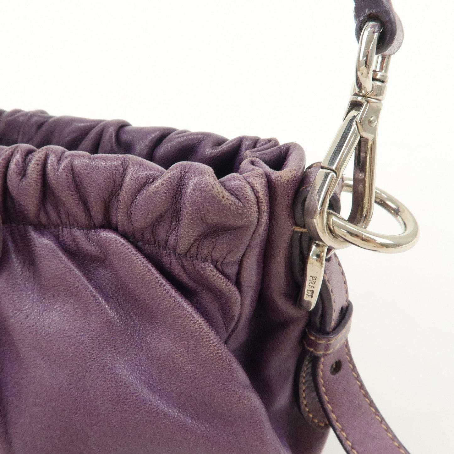 Prada Ribbon Leather Shoulder Bag Hand Bag Purple Used【Pre-order】