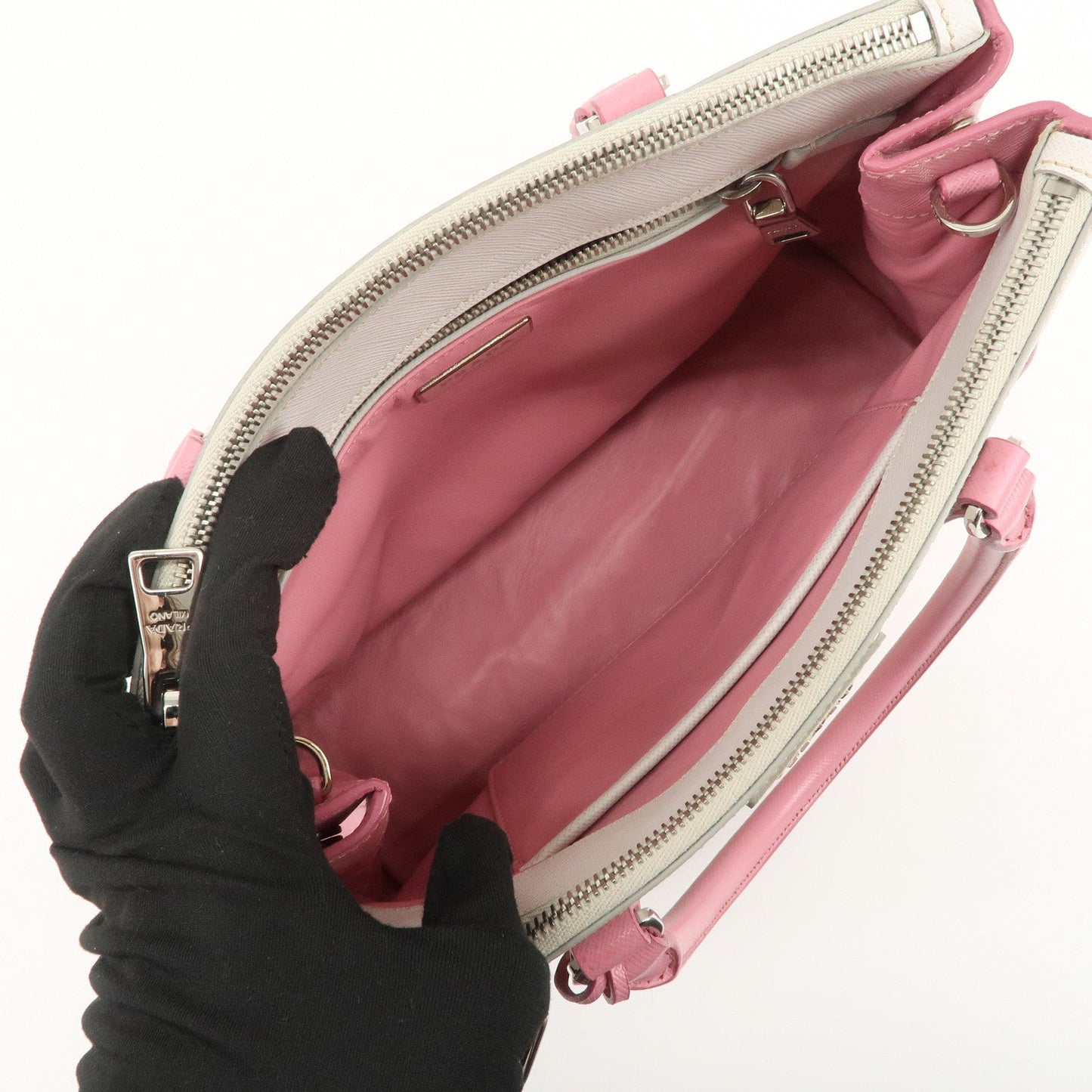 Prada CITY CALF Triangle Logo Saffiano Leather 2Way Bag Pink B2863K【Pre-order】