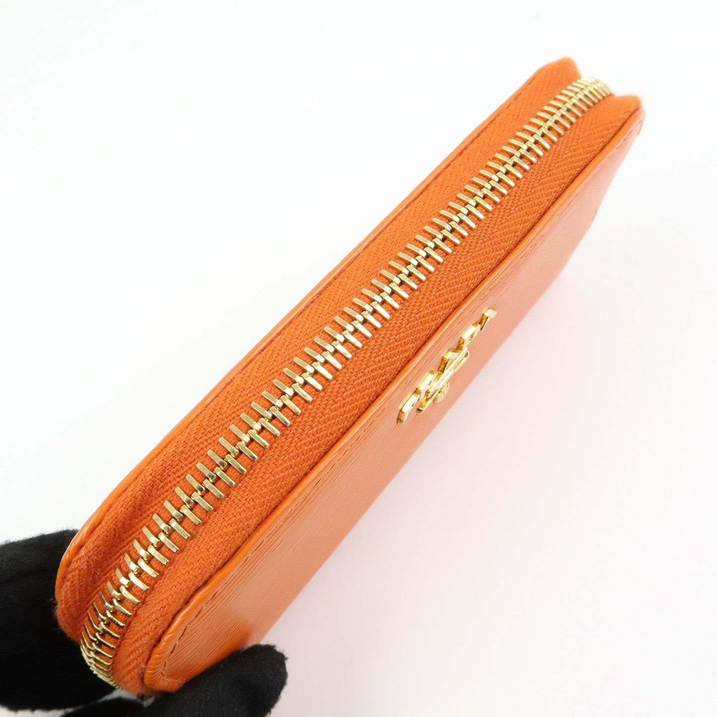 Prada Saffiano Leather Round Zippy 6 Rings Key Case Orange 1PG604【Pre-order】