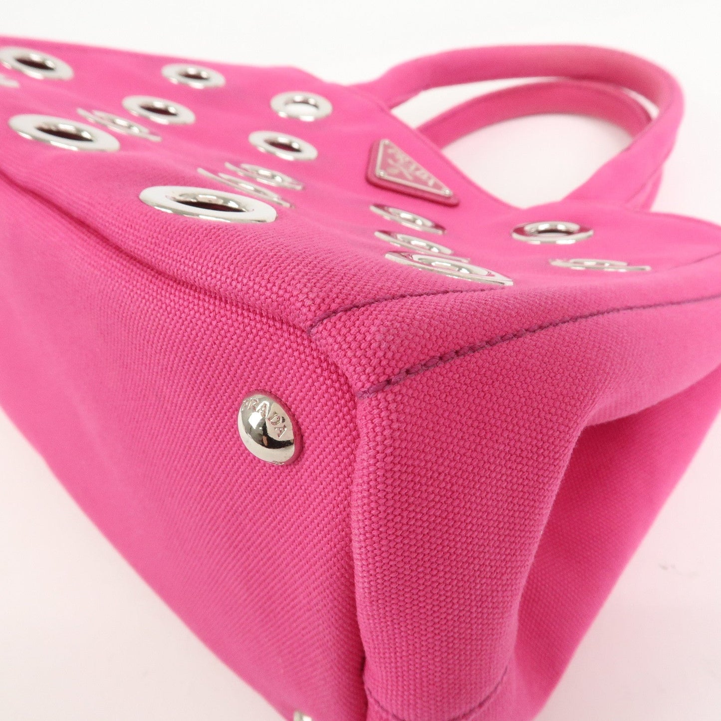 Prada Grommet Canapa Mini Canvas 2Way Bag Hand Bag Pink 1BG439【Pre-order】