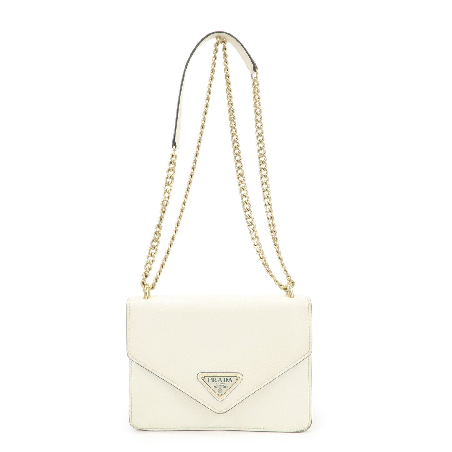 Prada Triangle Logo Saffiano Leather Chain Shoulder Bag 1BD200【Pre-order】