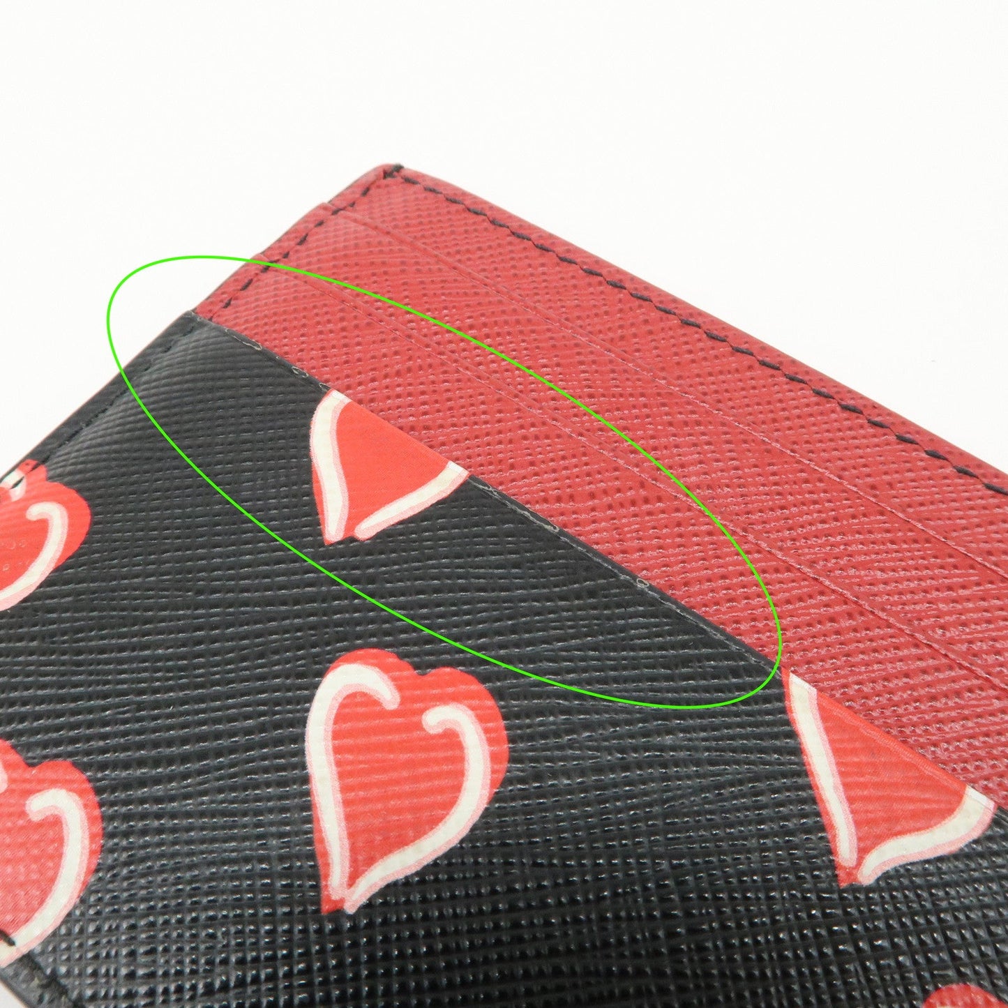 Prada Saffiano Leather Heart Card Case Black Red White 1MC025【Pre-order】