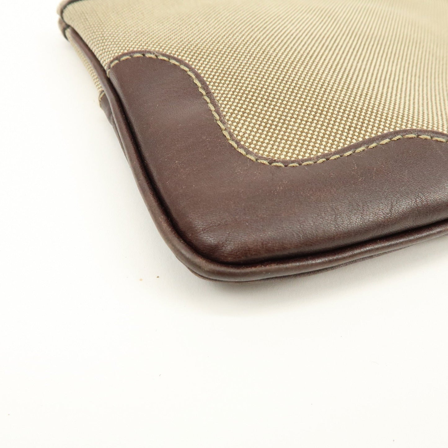 Prada Logo Jacquard Leather Pouch Cosmetic Case Beige Brown【Pre-order】