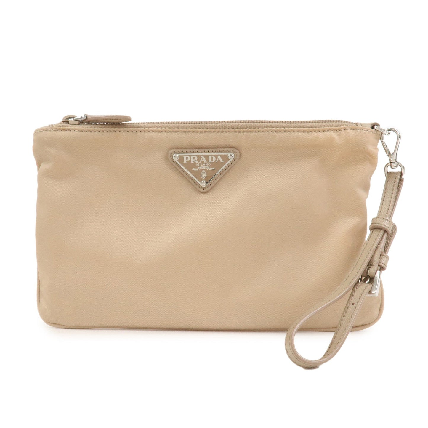 Prada Triangle Logo TESSUTO Hand Bag Pouch Beige 1NH545【Pre-order】