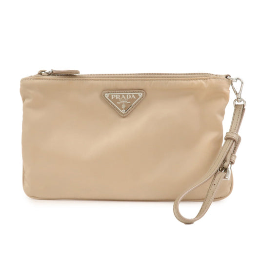 Prada Triangle Logo TESSUTO Hand Bag Pouch Beige 1NH545【Pre-order】