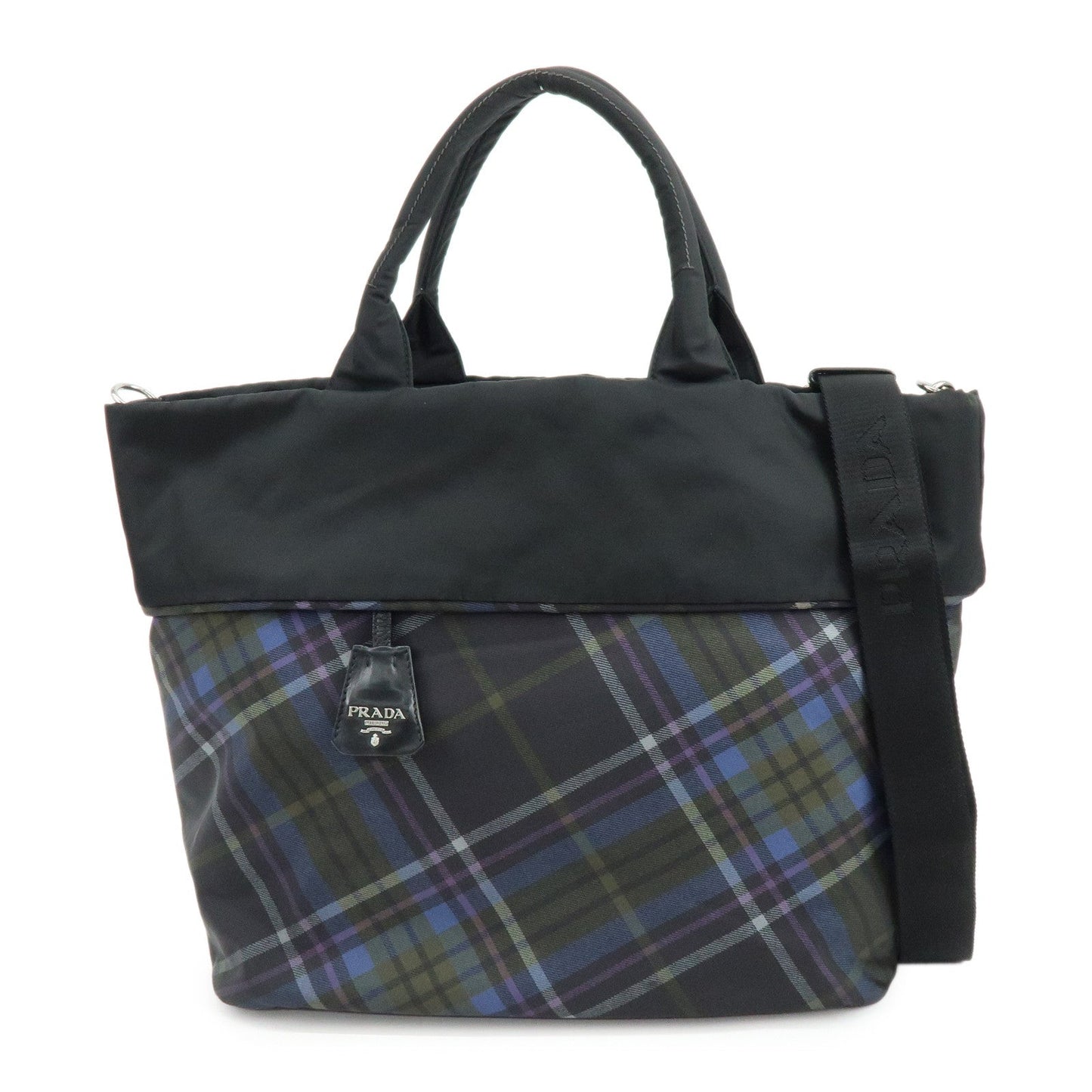 Prada Triangle Logo Plaid Nylon Leather 2Way Bag Hand Shoulder Bag【Pre-order】