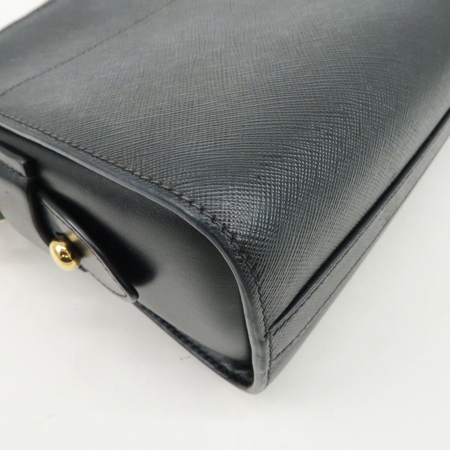 Prada Logo Saffiano Leather Shoulder Bag Gold HDW Black【Pre-order】