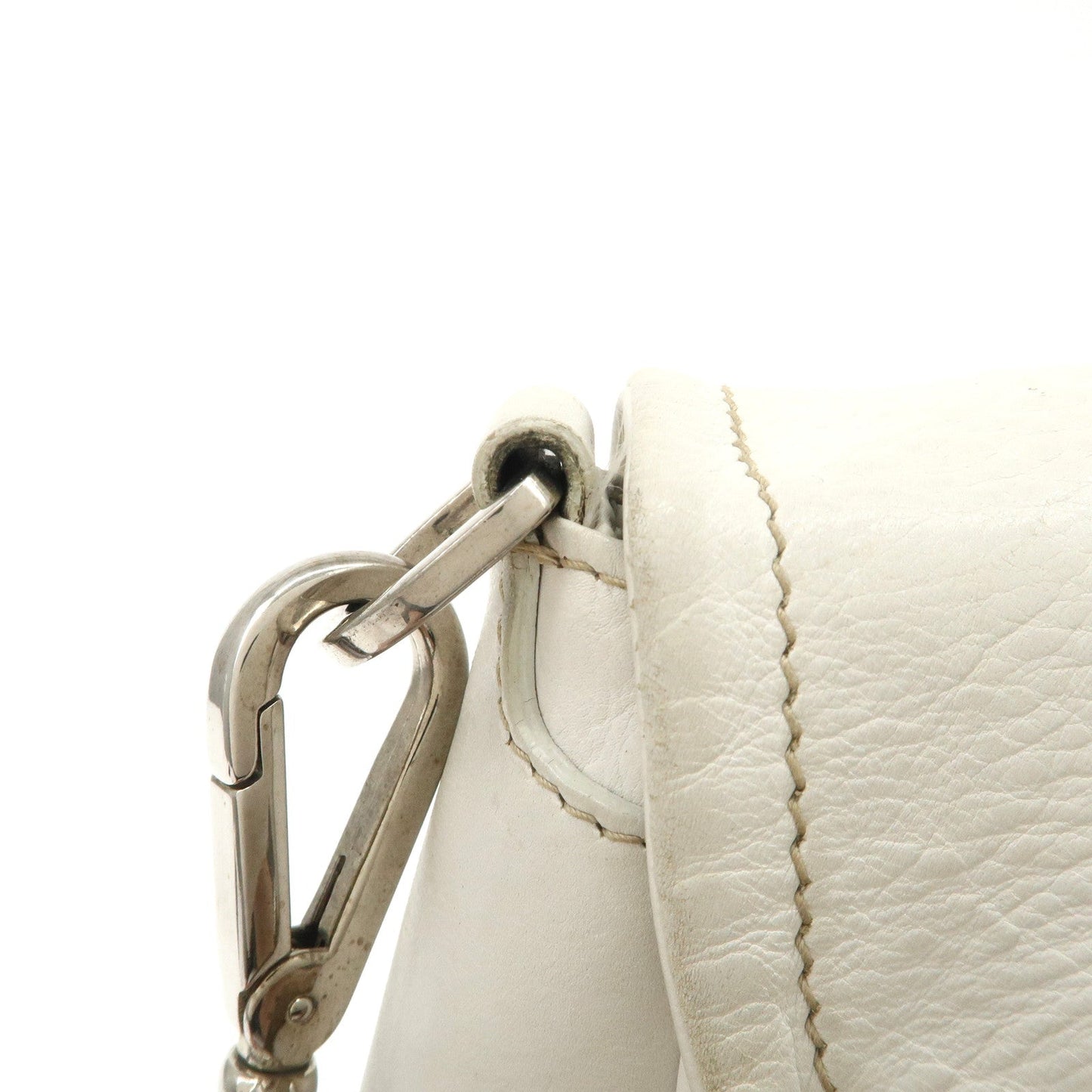Prada Triangle Logo Leather Nylon Shoulder Bag White Beige【Pre-order】