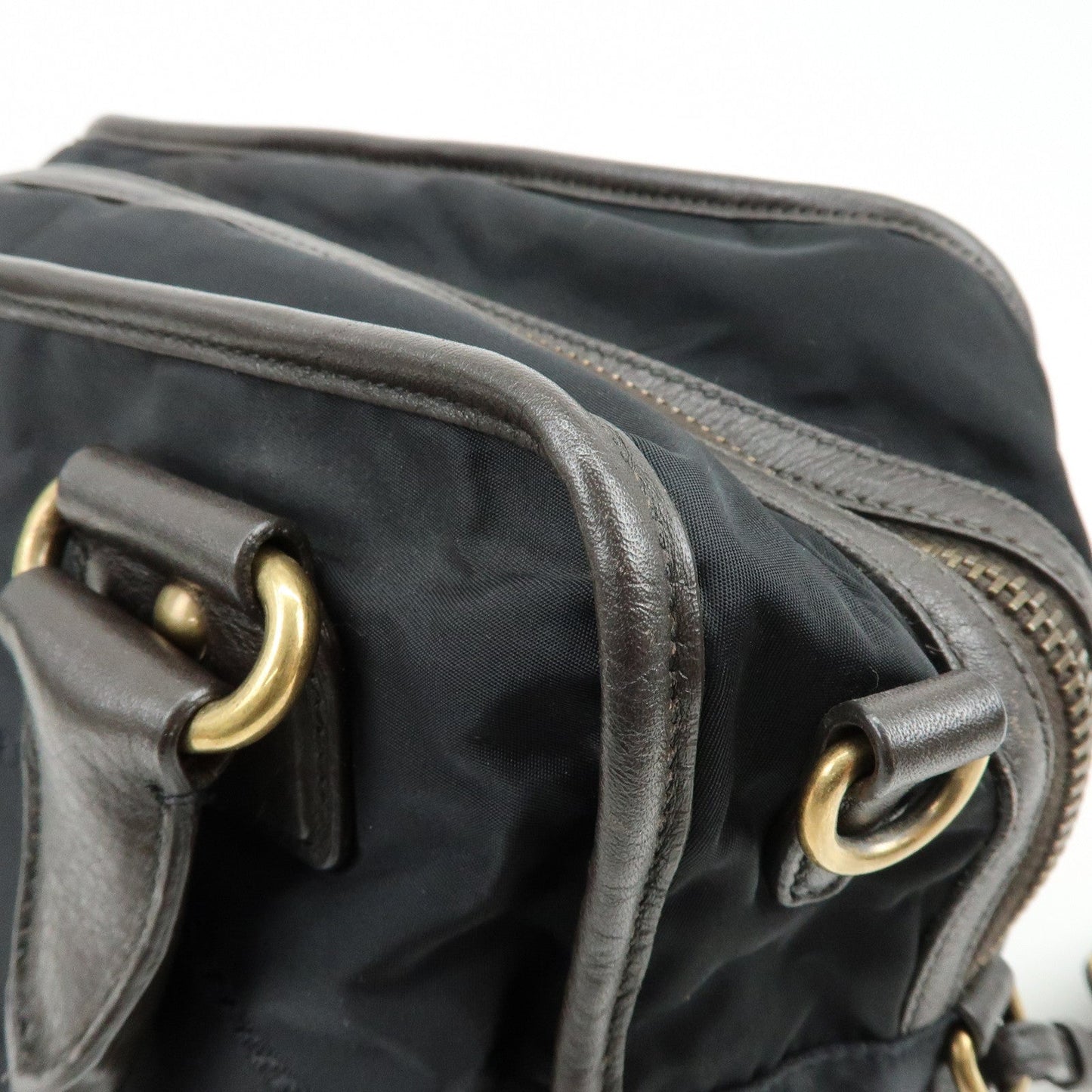 Prada Triangle Logo Nylon Leather 2Way Hand Shoulder Bag Black【Pre-order】