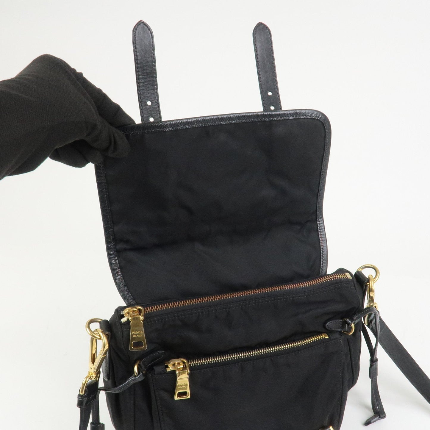 Prada Logo Nylon Saffiano Leather Shoulder Bag Crossbody Bag Black【Pre-order】