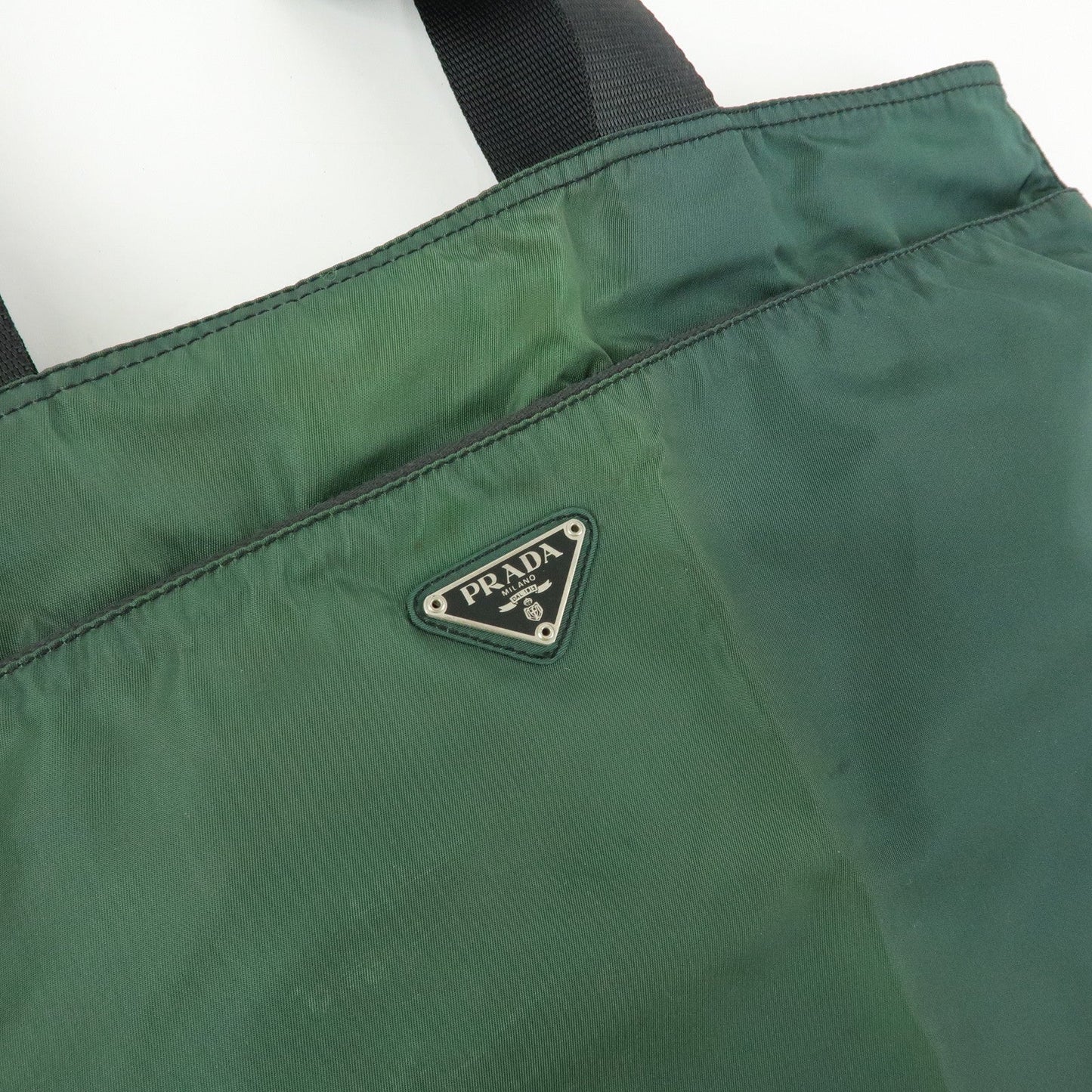 Prada Triangle Logo Nylon Leather Tote Bag Hand Bag Moss Green【Pre-order】