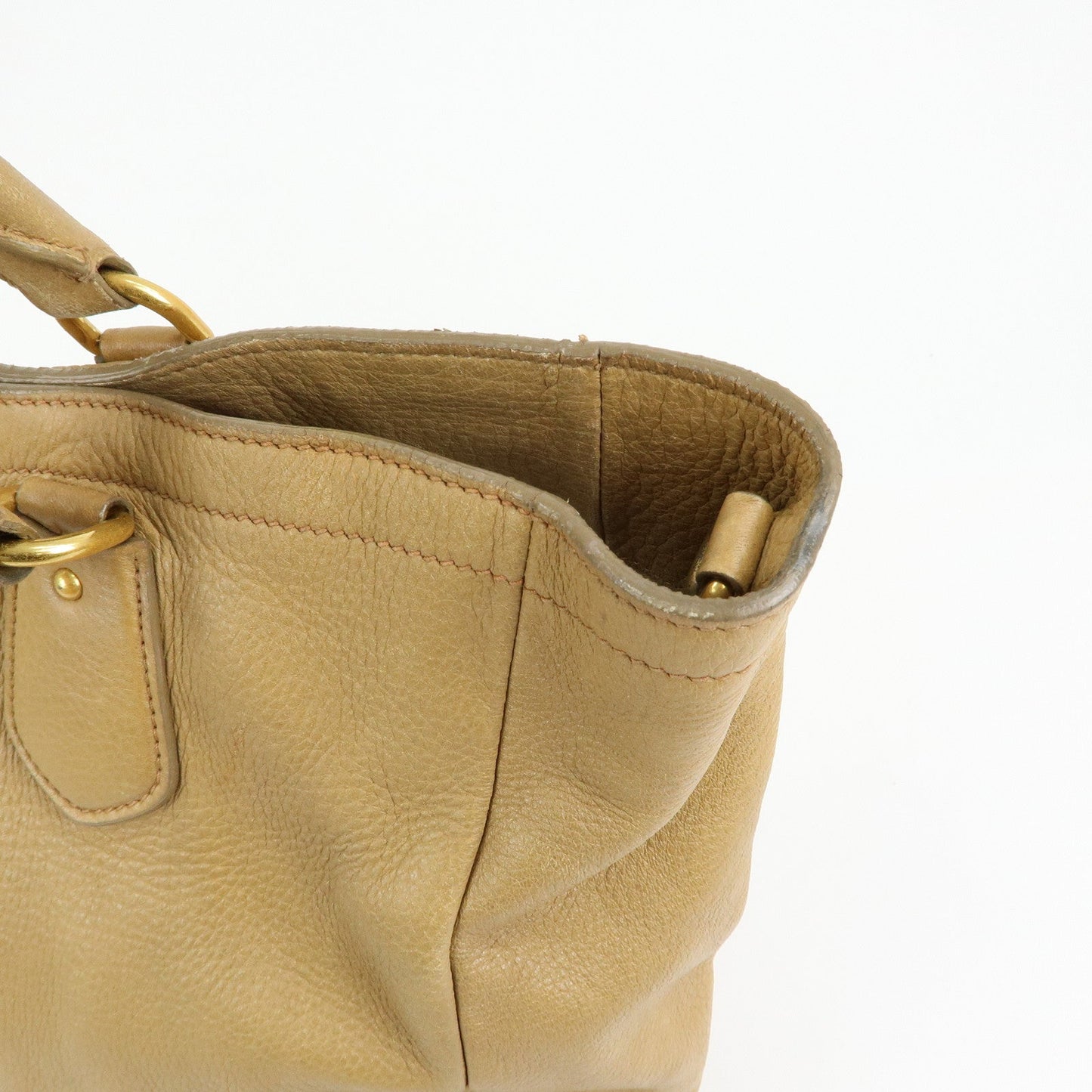 Prada Calf Leather 2Way Bag Hand Bag Shoulder Bag Beige【Pre-order】