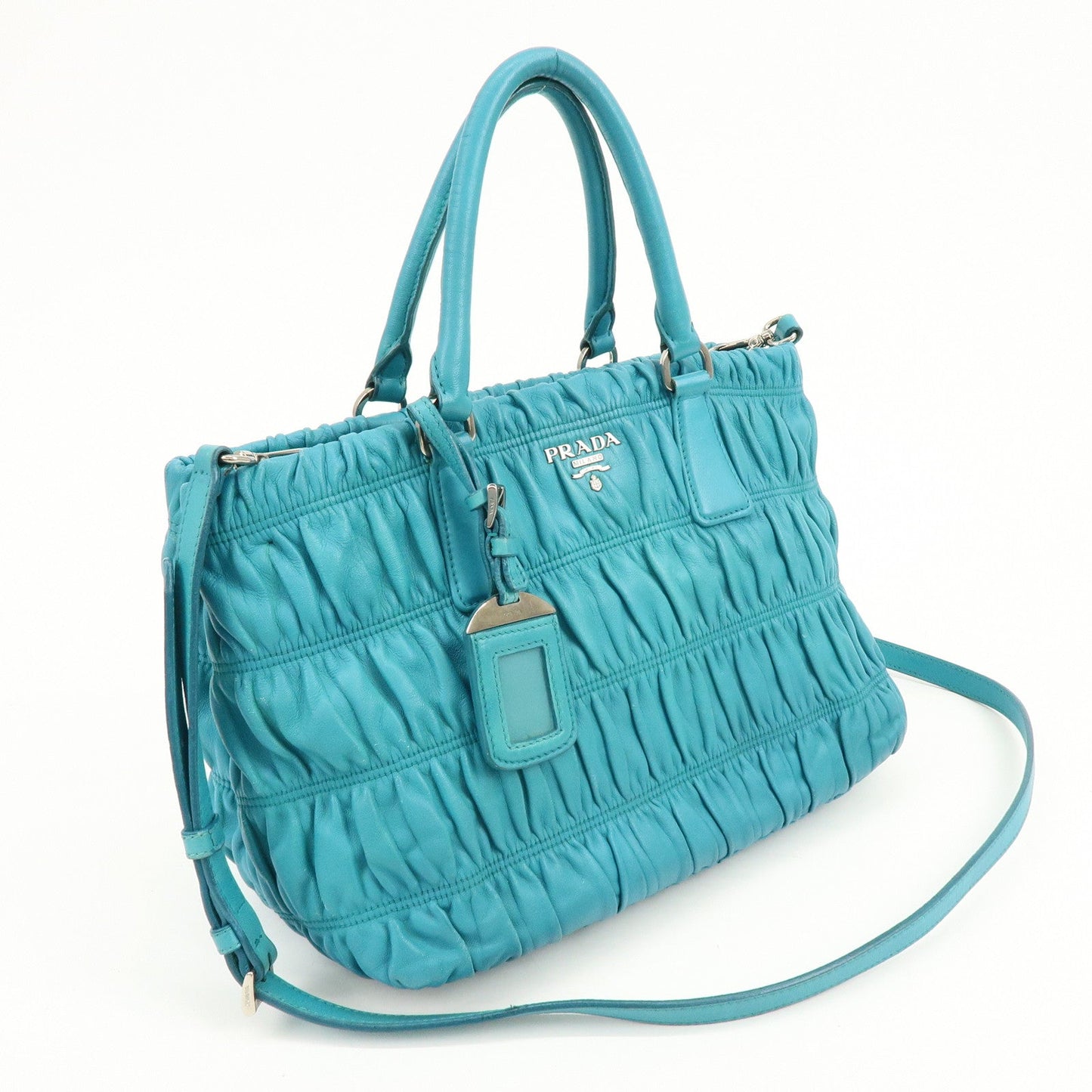 Prada Leather 2Way Bag Hand Bag Shoulder Bag Turquoise Blue【Pre-order】