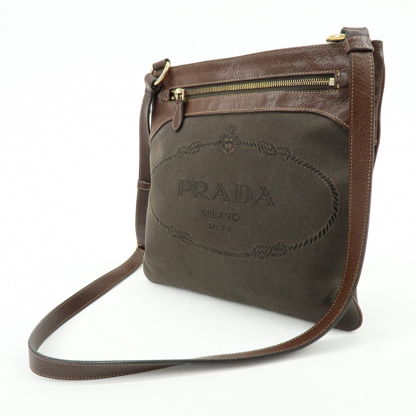Prada Logo Jacquard Leather Shoulder Bag Crossbody Bag Brown【Pre-order】