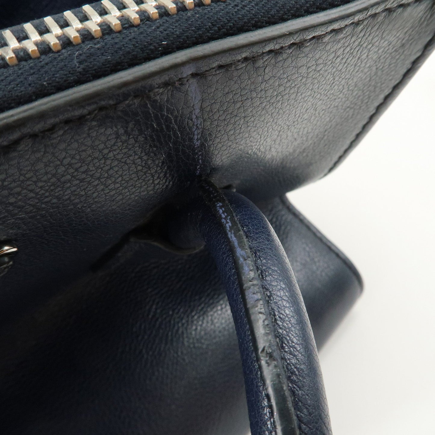 Prada Triangle Logo Leather 2Way Bag Tote Bag Hand Bag Navy B2625M【Pre-order】