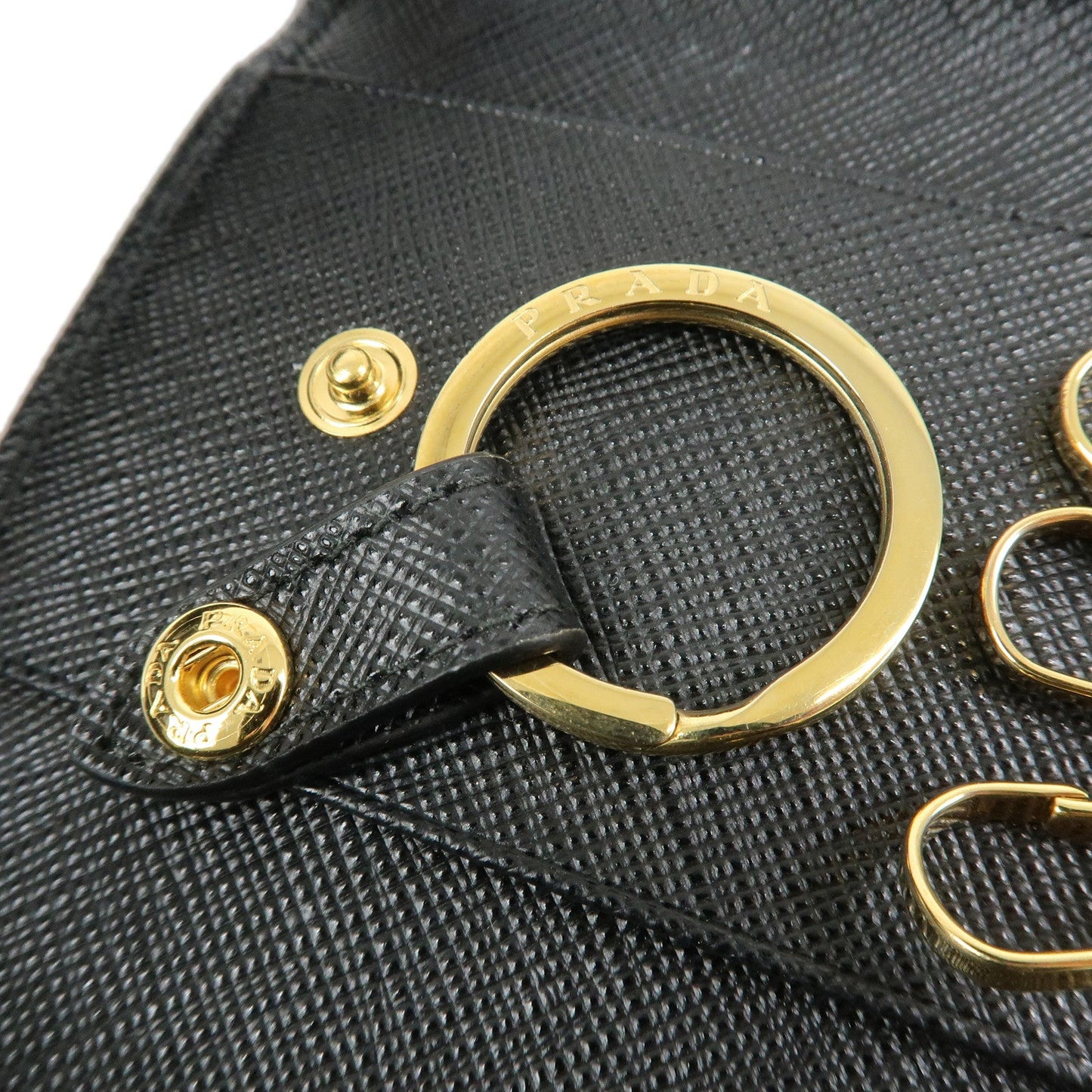 Prada Saffiano Leather 4 Ring Key Case Key Chain Black【Pre-order】